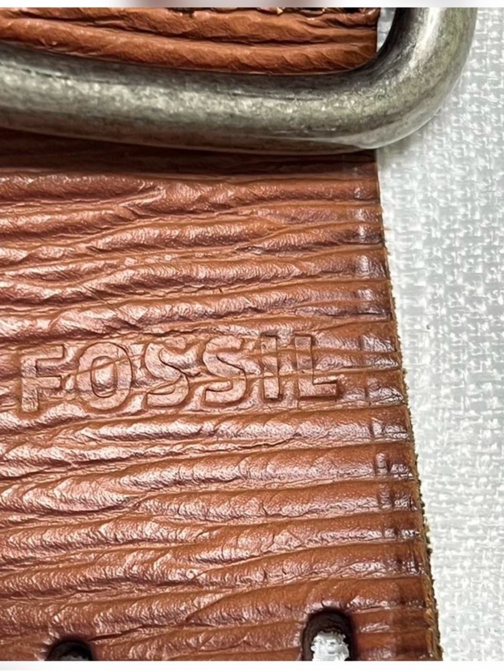Fossil  genuine leather belt with Silver Buckle Measurement 38”